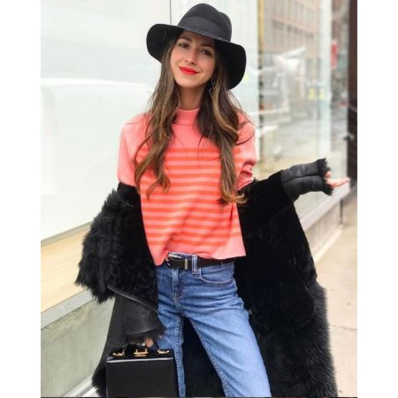 Anthropologie Sweaters - Orange Striped Anthropologie Mock Neck Sweater